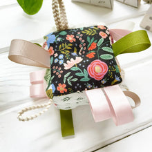 Load image into Gallery viewer, Baby Block Sensory Rattle Ribbon by the Bird & Elephant