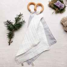 Load image into Gallery viewer, Muslin Double Gauze Lovey Blanket & Attached Teether