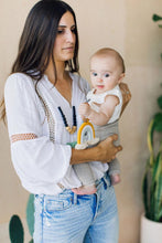 Load image into Gallery viewer, Rainbow Macrame Teether - Teal + Rose