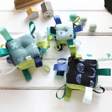 Load image into Gallery viewer, Baby Block Sensory Rattle Ribbon by the Bird &amp; Elephant
